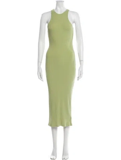 Pre-owned Reformation Crew Neck Long Dress In Green
