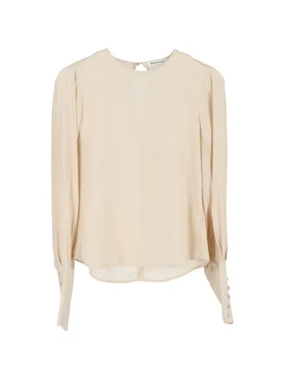 Pre-owned Reformation Crew-neck Long-sleeve Blouse In Neutral