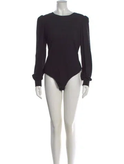 Pre-owned Reformation Crew Neck Long Sleeve Bodysuit In Black