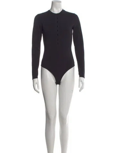 Pre-owned Reformation Crew Neck Long Sleeve Bodysuit In Black