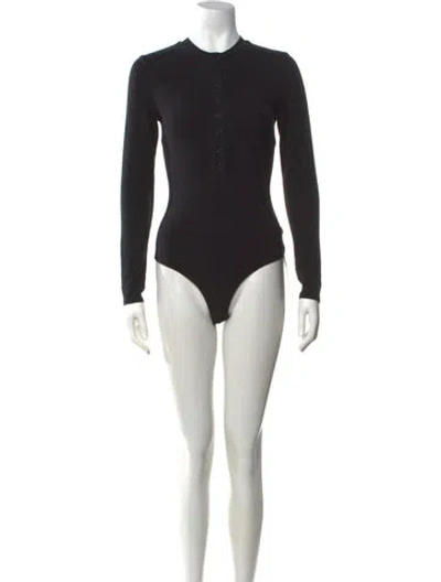 Pre-owned Reformation Crew Neck Long Sleeve Bodysuit In Black