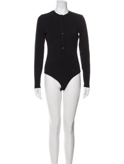 Pre-owned Reformation Crew Neck Long Sleeve Bodysuit In Blue