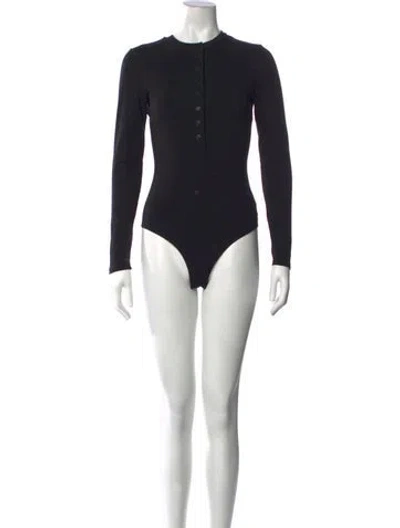 Pre-owned Reformation Crew Neck Long Sleeve Bodysuit W/ Tags In Black
