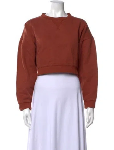 Pre-owned Reformation Crew Neck Long Sleeve Sweatshirt In Brown/orange