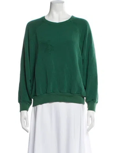 Pre-owned Reformation Crew Neck Long Sleeve Sweatshirt In Green