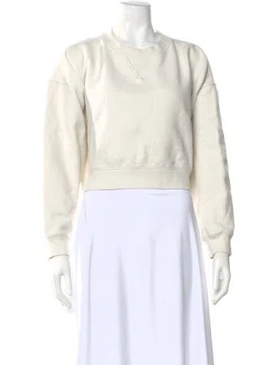 Pre-owned Reformation Crew Neck Long Sleeve Sweatshirt In White