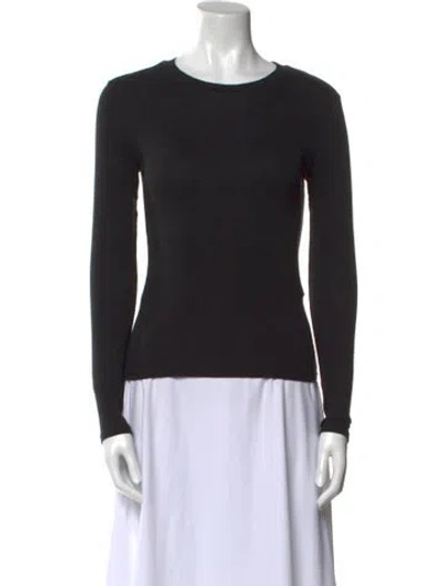 Pre-owned Reformation Crew Neck Long Sleeve Top In Black