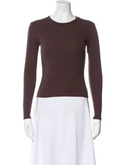 Pre-owned Reformation Crew Neck Long Sleeve Top In Brown