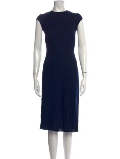 Pre-owned Reformation Crew Neck Midi Length Dress In Blue