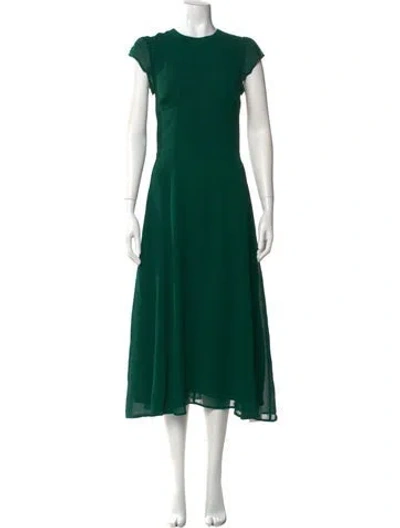 Pre-owned Reformation Crew Neck Midi Length Dress In Green