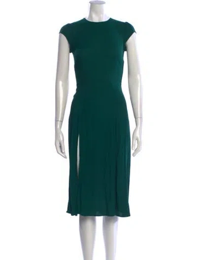 Pre-owned Reformation Crew Neck Midi Length Dress In Green