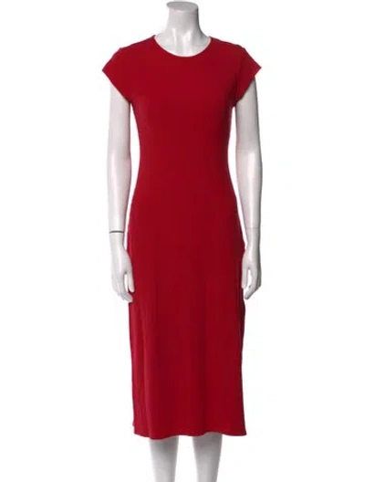 Pre-owned Reformation Crew Neck Midi Length Dress In Red