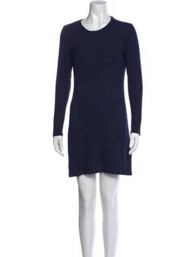 Pre-owned Reformation Crew Neck Mini Dress In Blue
