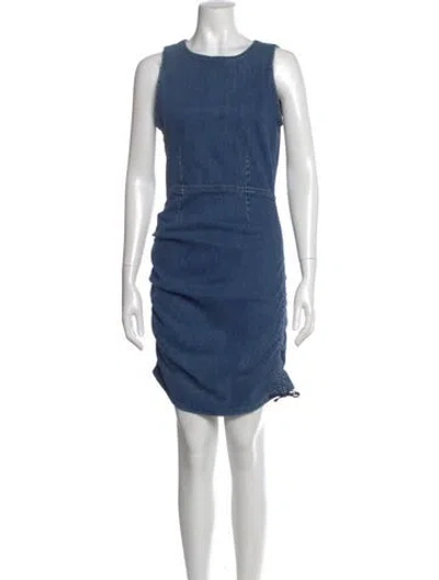 Pre-owned Reformation Crew Neck Mini Dress In Blue