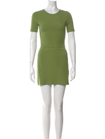 Pre-owned Reformation Crew Neck Mini Dress In Green