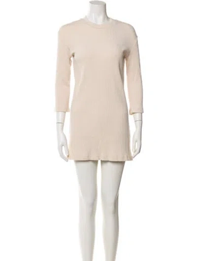 Pre-owned Reformation Crew Neck Mini Dress In Neutral