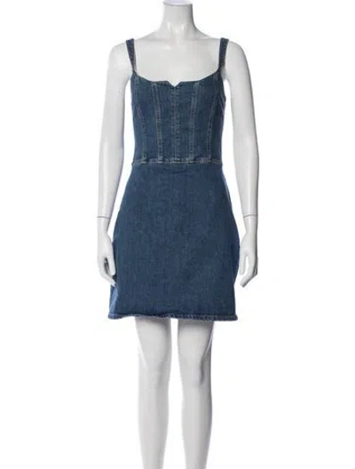 Pre-owned Reformation Crew Neck Mini Dress W/ Tags In Blue