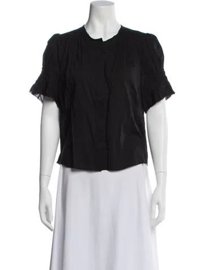 Pre-owned Reformation Crew Neck Short Sleeve Blouse In Gray
