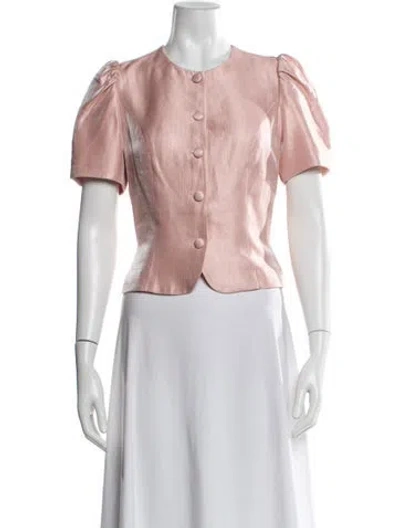Pre-owned Reformation Crew Neck Short Sleeve Blouse In Pink