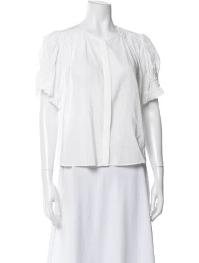 Pre-owned Reformation Crew Neck Short Sleeve Blouse In White