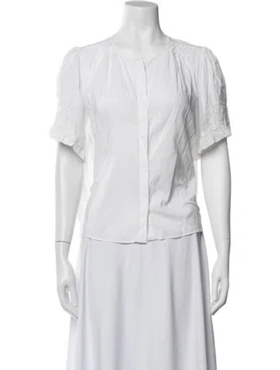 Pre-owned Reformation Crew Neck Short Sleeve Blouse In White