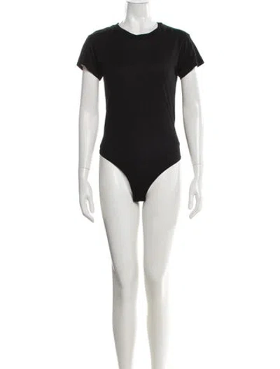 Pre-owned Reformation Crew Neck Short Sleeve Bodysuit In Black