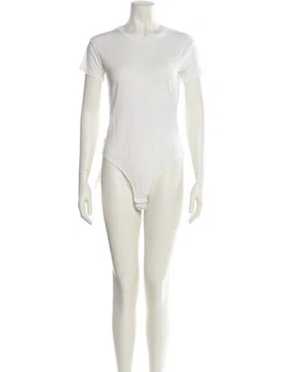 Pre-owned Reformation Crew Neck Short Sleeve Bodysuit In Neutral