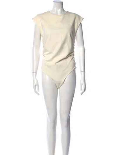 Pre-owned Reformation Crew Neck Short Sleeve Bodysuit In Neutral