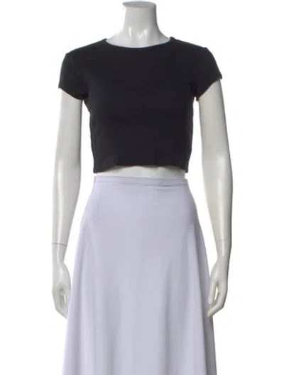 Pre-owned Reformation Crew Neck Short Sleeve Crop Top In Black