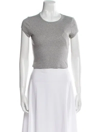 Pre-owned Reformation Crew Neck Short Sleeve Crop Top In Gray