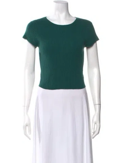 Pre-owned Reformation Crew Neck Short Sleeve Crop Top In Green