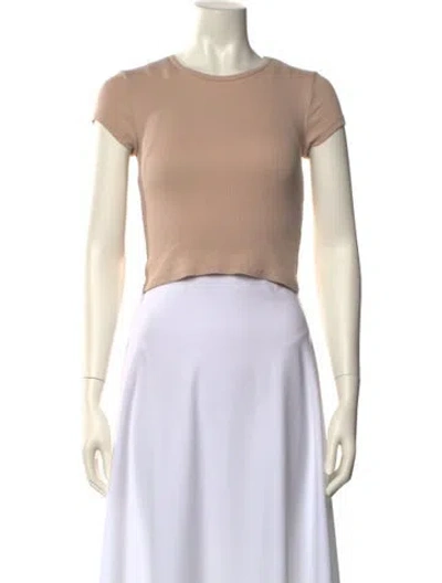 Pre-owned Reformation Crew Neck Short Sleeve Crop Top In Neutral