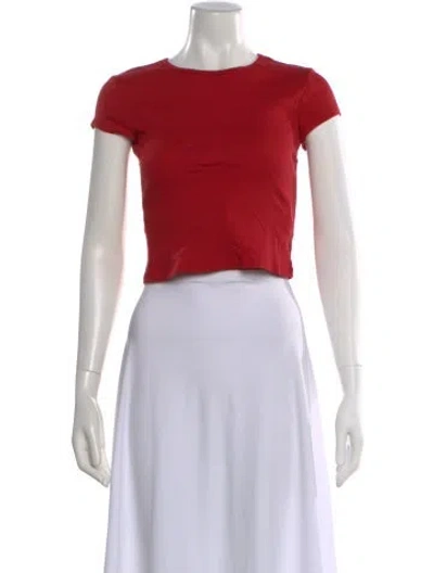 Pre-owned Reformation Crew Neck Short Sleeve Crop Top In Red
