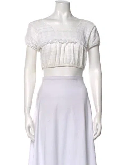 Pre-owned Reformation Crew Neck Short Sleeve Crop Top In White