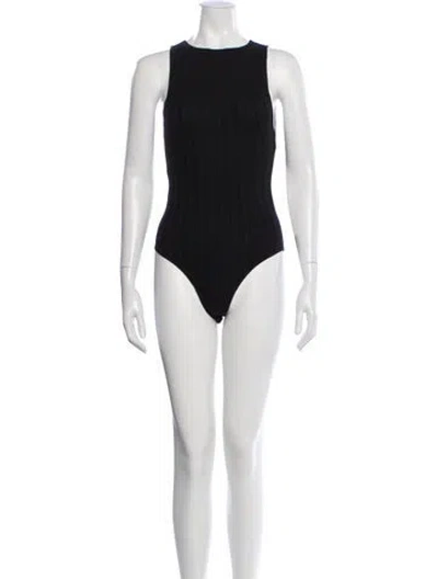 Pre-owned Reformation Crew Neck Sleeveless Bodysuit In Black