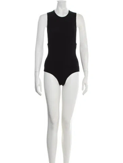Pre-owned Reformation Crew Neck Sleeveless Bodysuit In Black