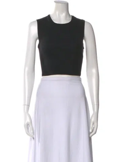 Pre-owned Reformation Crew Neck Sleeveless Crop Top In Black