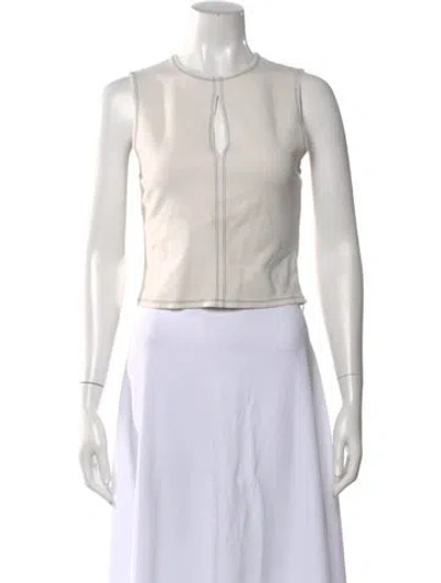 Pre-owned Reformation Crew Neck Sleeveless Crop Top In White