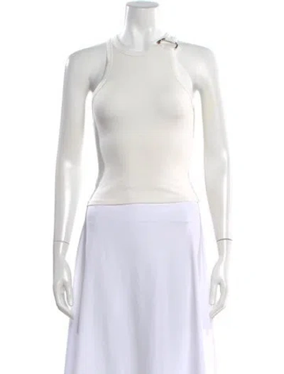 Pre-owned Reformation Crew Neck Sleeveless Crop Top In White