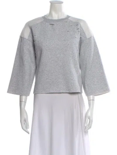 Pre-owned Reformation Crew Neck Three-quarter Sleeve Sweatshirt In Gray