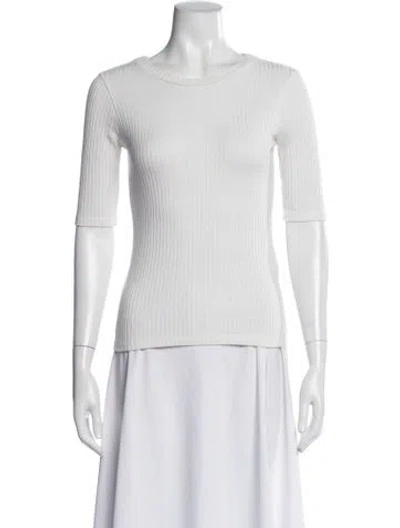 Pre-owned Reformation Crew Neck Three-quarter Sleeve Top In White