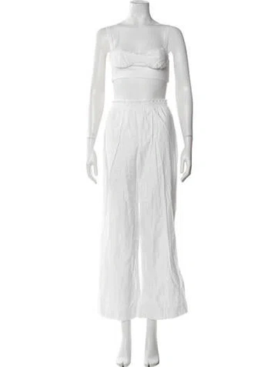 Pre-owned Reformation Crochet Trim Pant Set In White