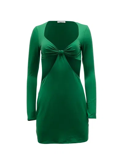 Pre-owned Reformation Cutout Knot Mini Dress In Green