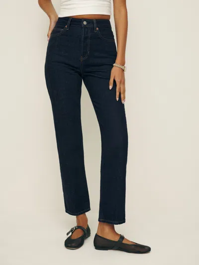 Reformation Cynthia High Rise Straight Cropped Jeans In Ondine