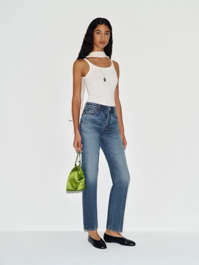 Reformation Cynthia High Rise Straight Jeans Blue Denim 34