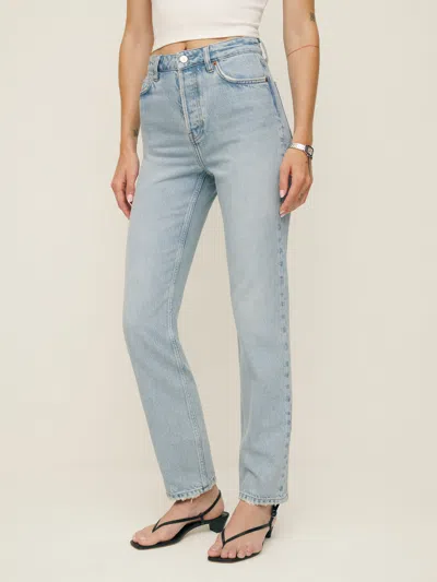 Reformation Cynthia High Rise Straight Jeans In Blue