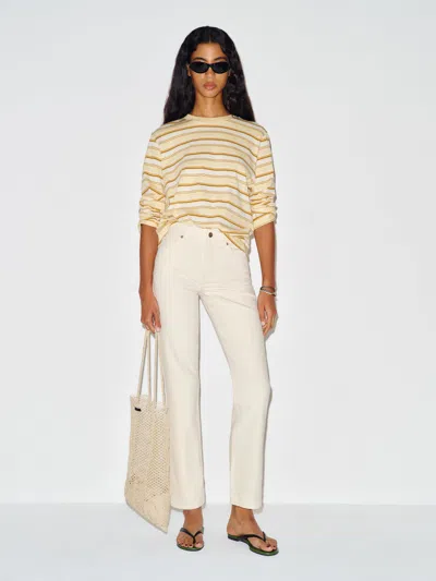Reformation Cynthia High Rise Straight Long Jeans Ivory 33 In White