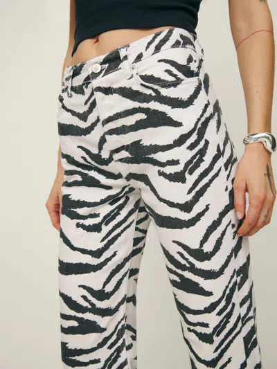Reformation Cynthia High Rise Straight Long Jeans In Zebra