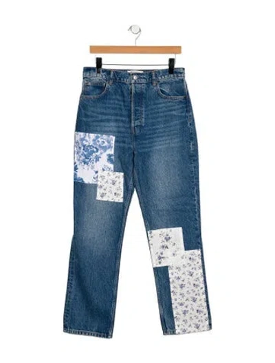 Pre-owned Reformation Cynthia Linen Patch High Rise Straight Jean Straight Leg Jeans W/ Tags In Blue