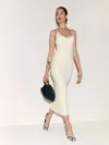 Reformation Stormi Stretch Cotton Poplin Midi Dress In Fior Di Latte